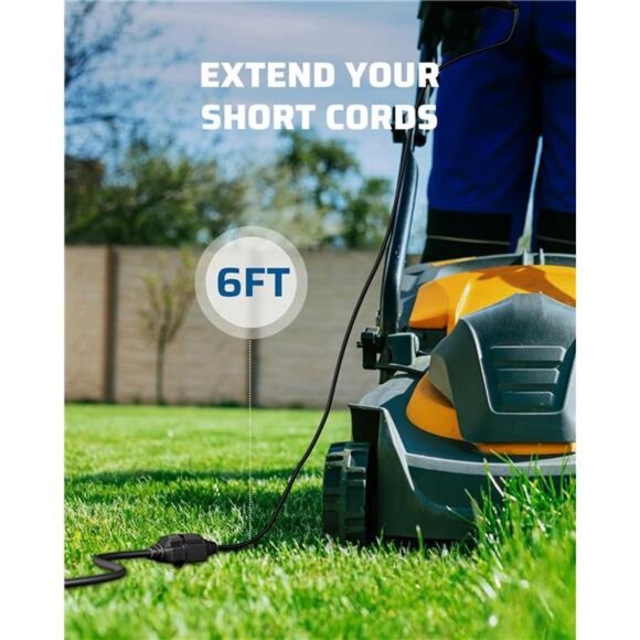 Outdoor Extension Cord 6ft, 3 Prong Waterproof Extension Cable for Lights,Indoor - Picture 7 of 8